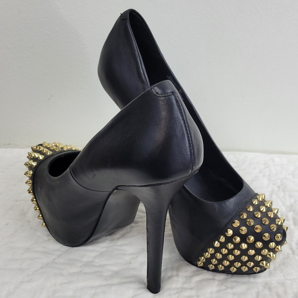 Steve Madden leather platform heels with gold studs - Picture 11 of 11
